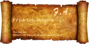 Fridrich Arnold névjegykártya
